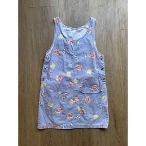 Vintage Y2K Festival Boho 90s Express Jean Dress Flower Pockets Blue